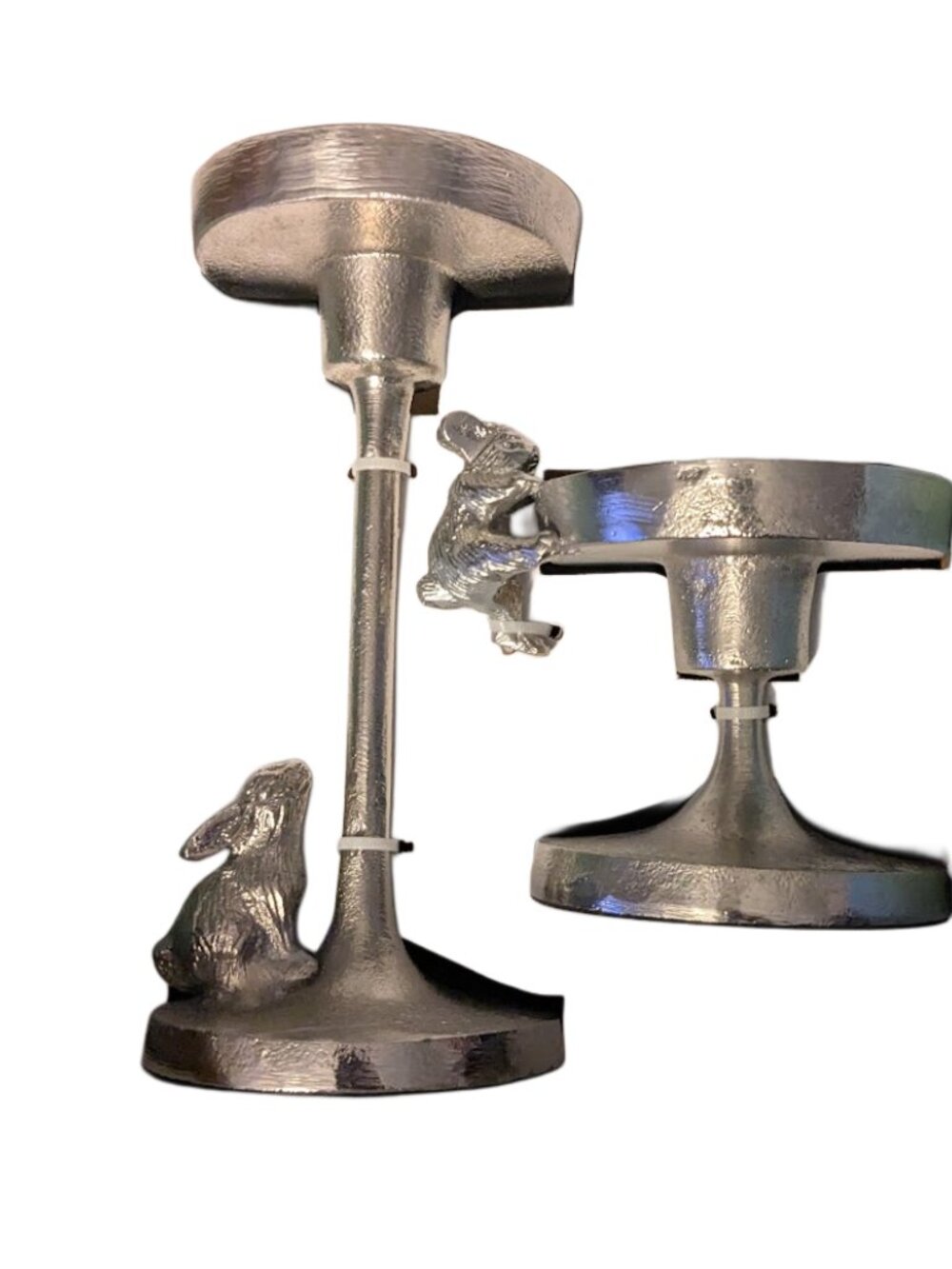 Kirkton House 2pk Silver Bunny Rabbit Metal Candle Holders Spring Decor